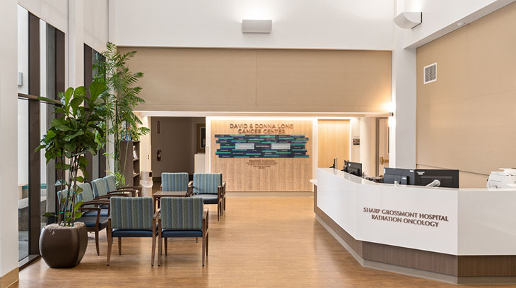 Radiation oncology check-in in main lobby